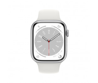 Apple Watch Series 8 45mm Silver Aluminum Case with Sport Band, White
